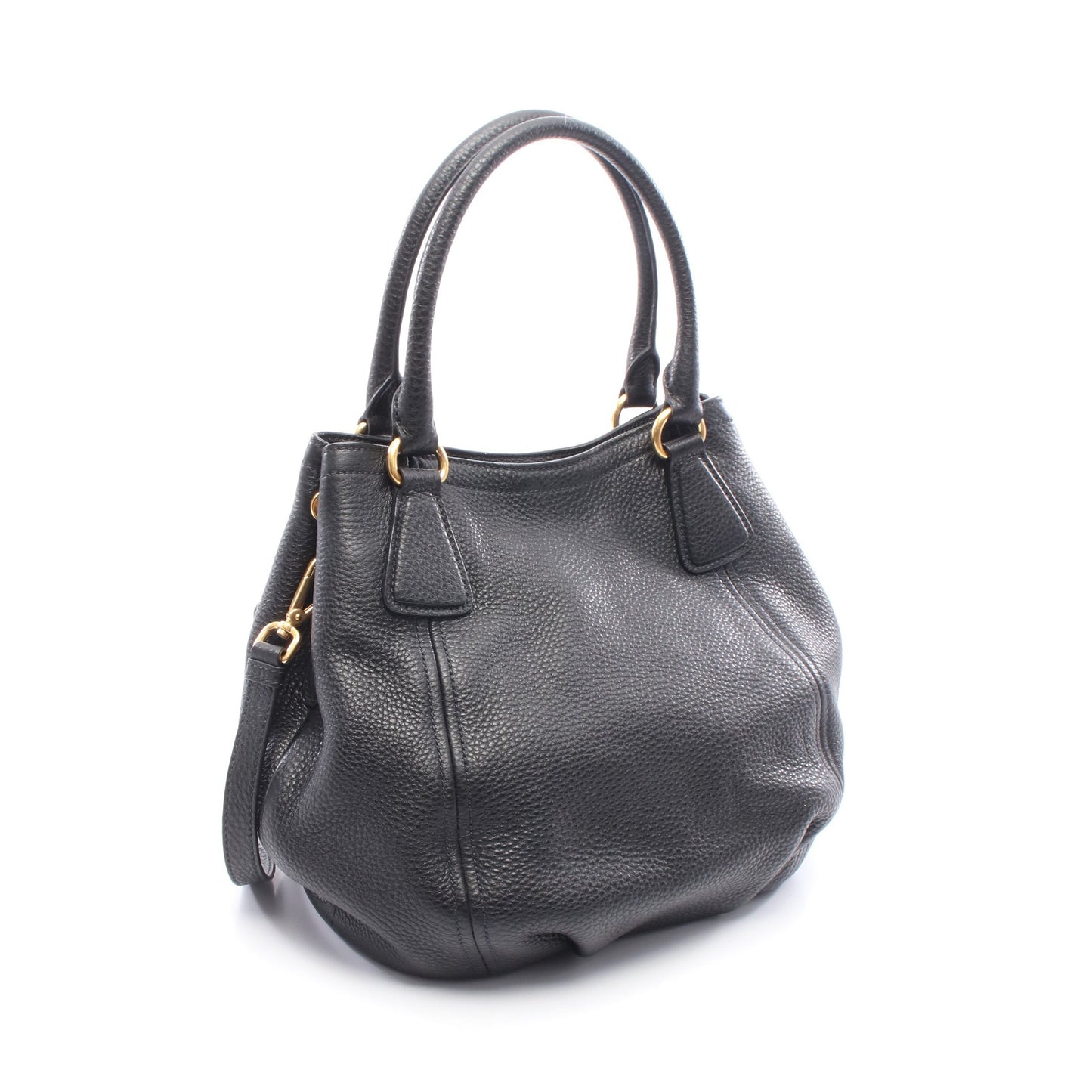 トライアングルロゴ ハンドバッグ レザー ブラック 2WAY プラダ バッグ PRADA