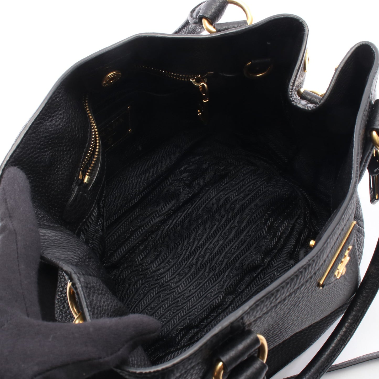 トライアングルロゴ ハンドバッグ レザー ブラック 2WAY プラダ バッグ PRADA