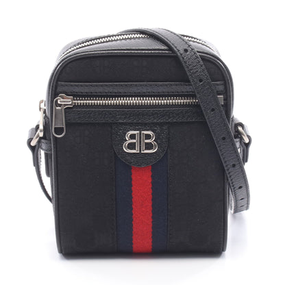 BALENCIAGA × GUCCI ハッカー プロジェクト ショルダーバッグ キャンバス レザー ブラック マルチカラー バレンシアガ バッグ BALENCIAGA