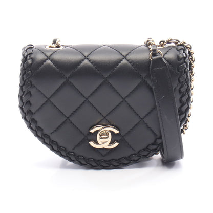マトラッセ ミニ チェーンショルダーバッグ レザー ブラック ゴールド金具 シャネル バッグ CHANEL