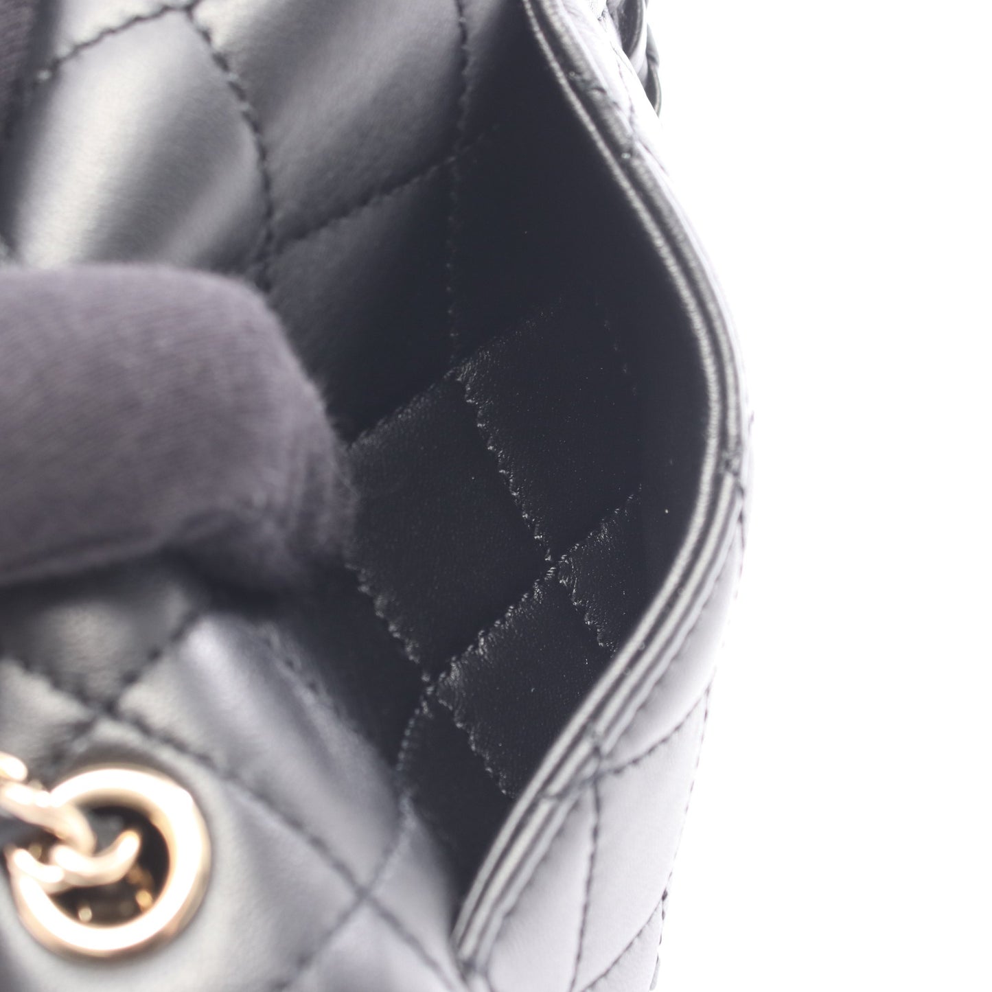マトラッセ ミニ チェーンショルダーバッグ レザー ブラック ゴールド金具 シャネル バッグ CHANEL