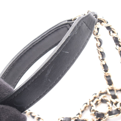 マトラッセ ミニ チェーンショルダーバッグ レザー ブラック ゴールド金具 シャネル バッグ CHANEL