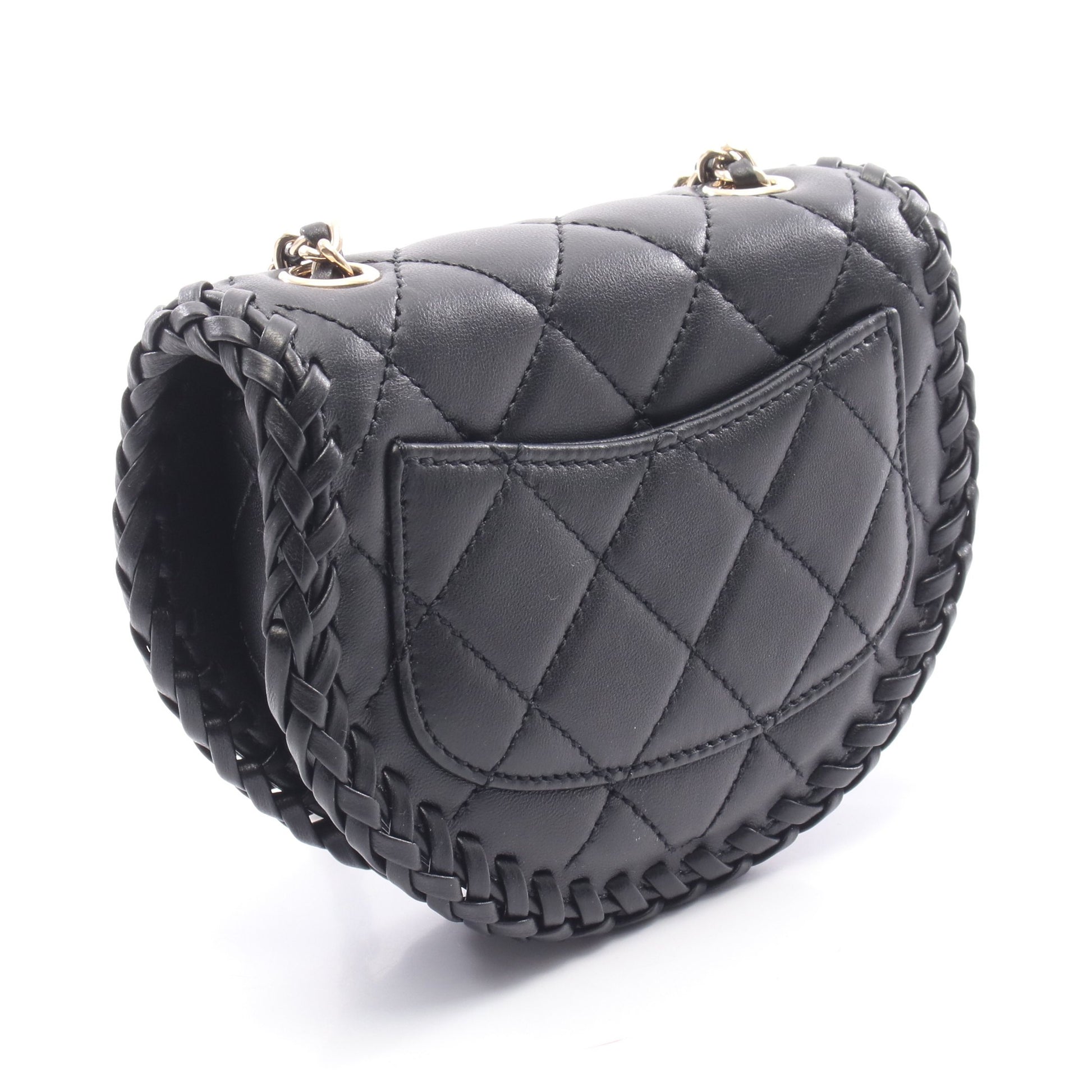マトラッセ ミニ チェーンショルダーバッグ レザー ブラック ゴールド金具 シャネル バッグ CHANEL