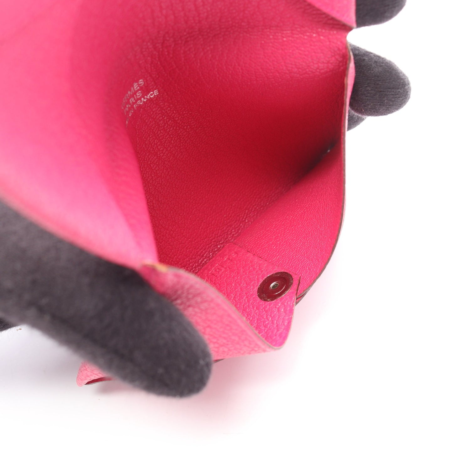 カルヴィ ローズショッキング コインケース シェーブル ピンクパープル シルバー金具 □K刻印 エルメス 財布・小物 HERMES