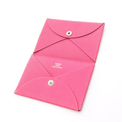 カルヴィ ローズショッキング コインケース シェーブル ピンクパープル シルバー金具 □K刻印 エルメス 財布・小物 HERMES