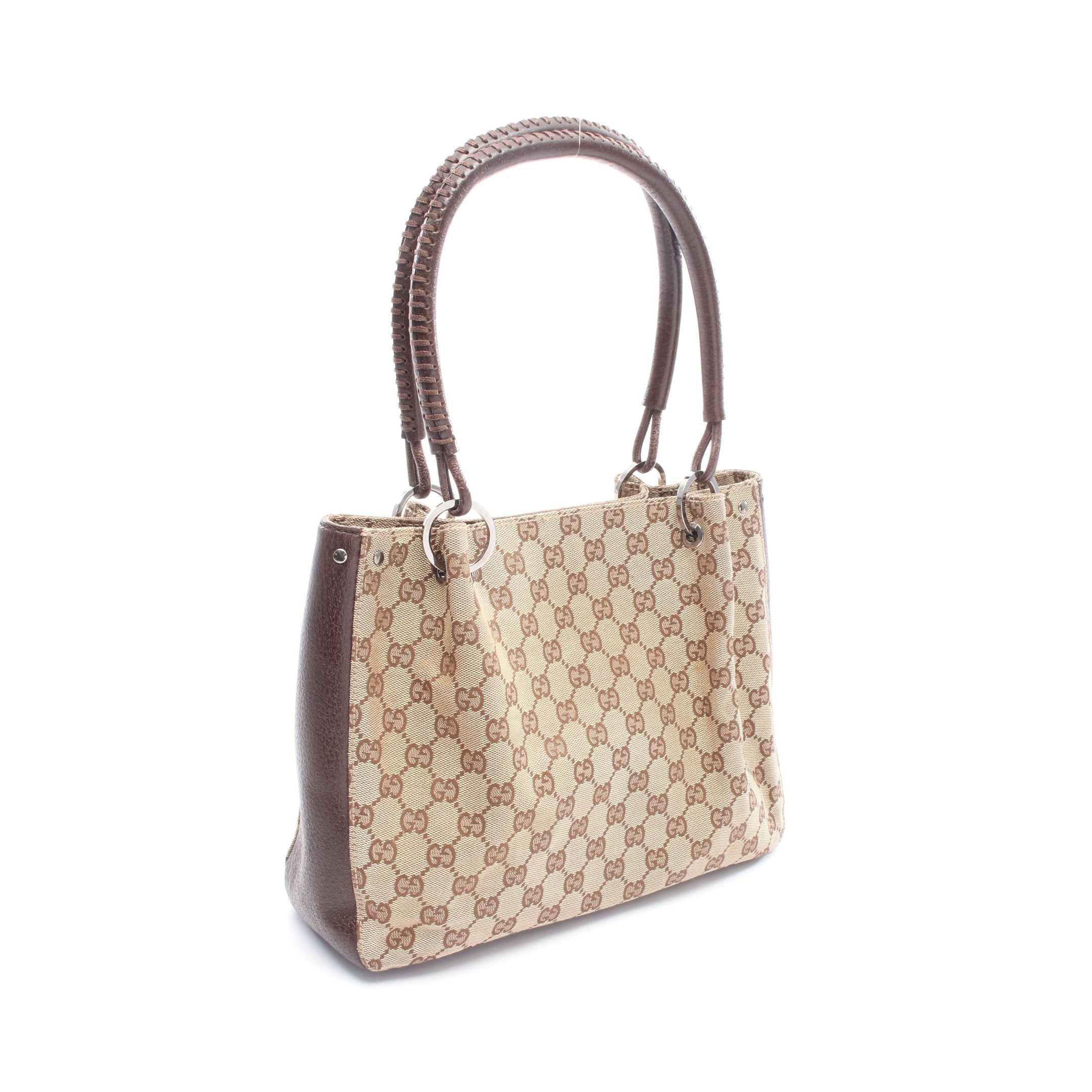 GUCCI 買蔵/1円～/美品 グッチ ハンドバッグ ベージュGGキャンバス7198