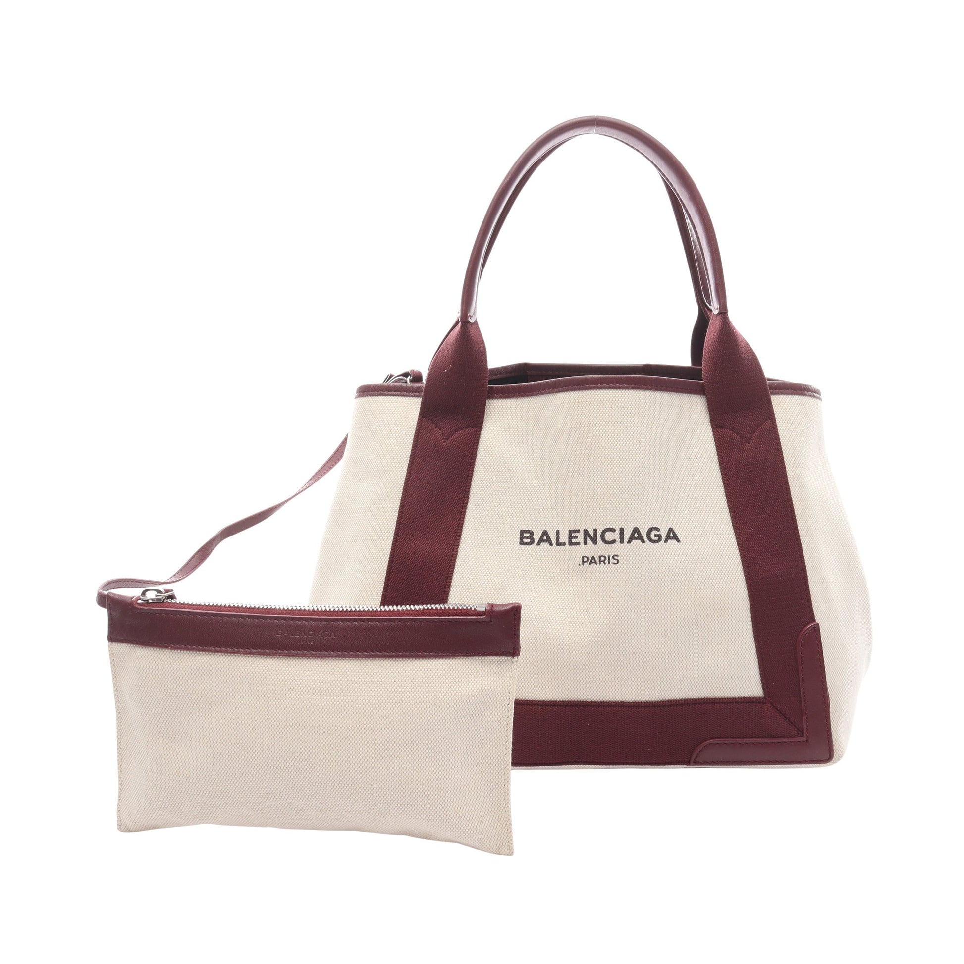 NAVY CABAS S ネイビーカバ ハンドバッグ トートバッグ キャンバス レザー アイボリー ボルドー バレンシアガ バッグ BALENCIAGA