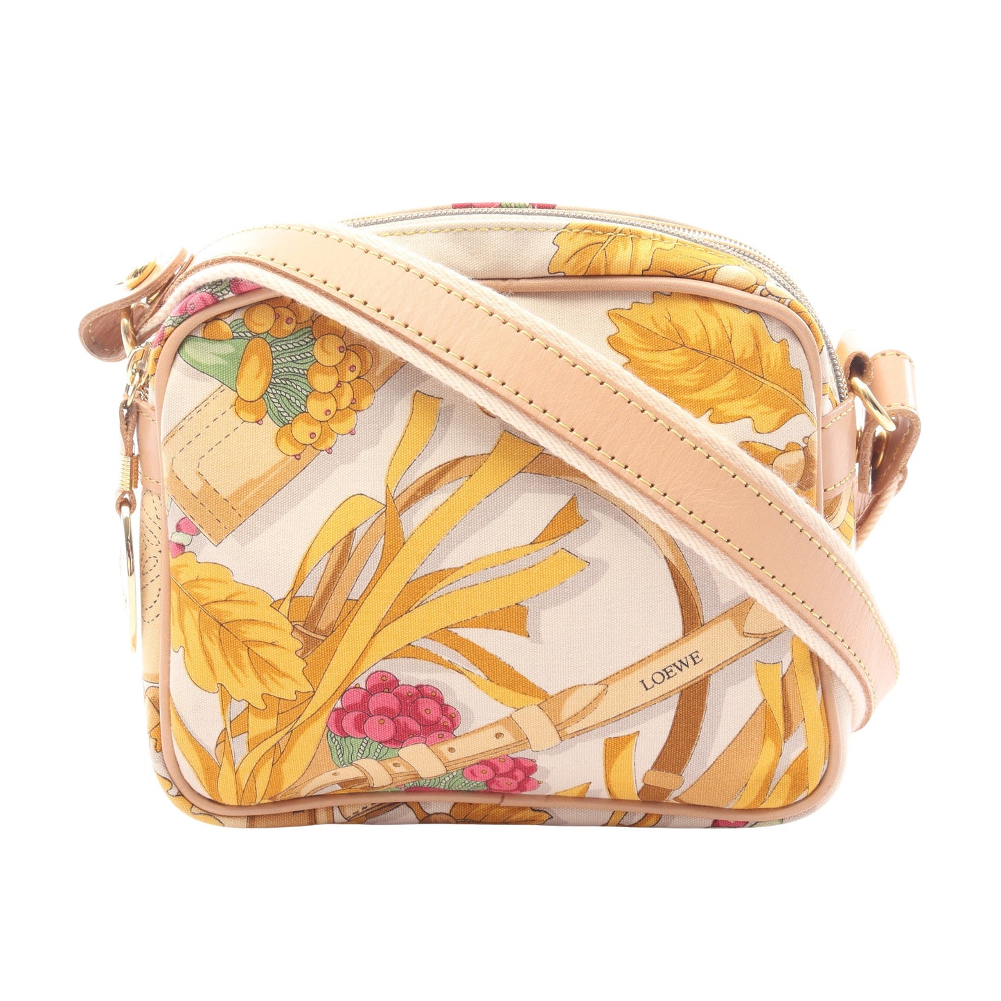 ショルダーバッグ キャンバス レザー オフホワイト マルチカラー ロエベ バッグ LOEWE