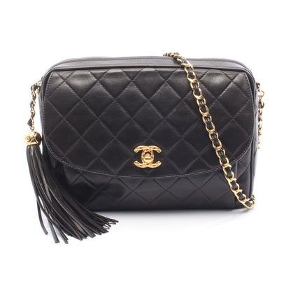 マトラッセ チェーンショルダーバッグ ラムスキン ブラック ゴールド金具 タッセル シャネル バッグ CHANEL