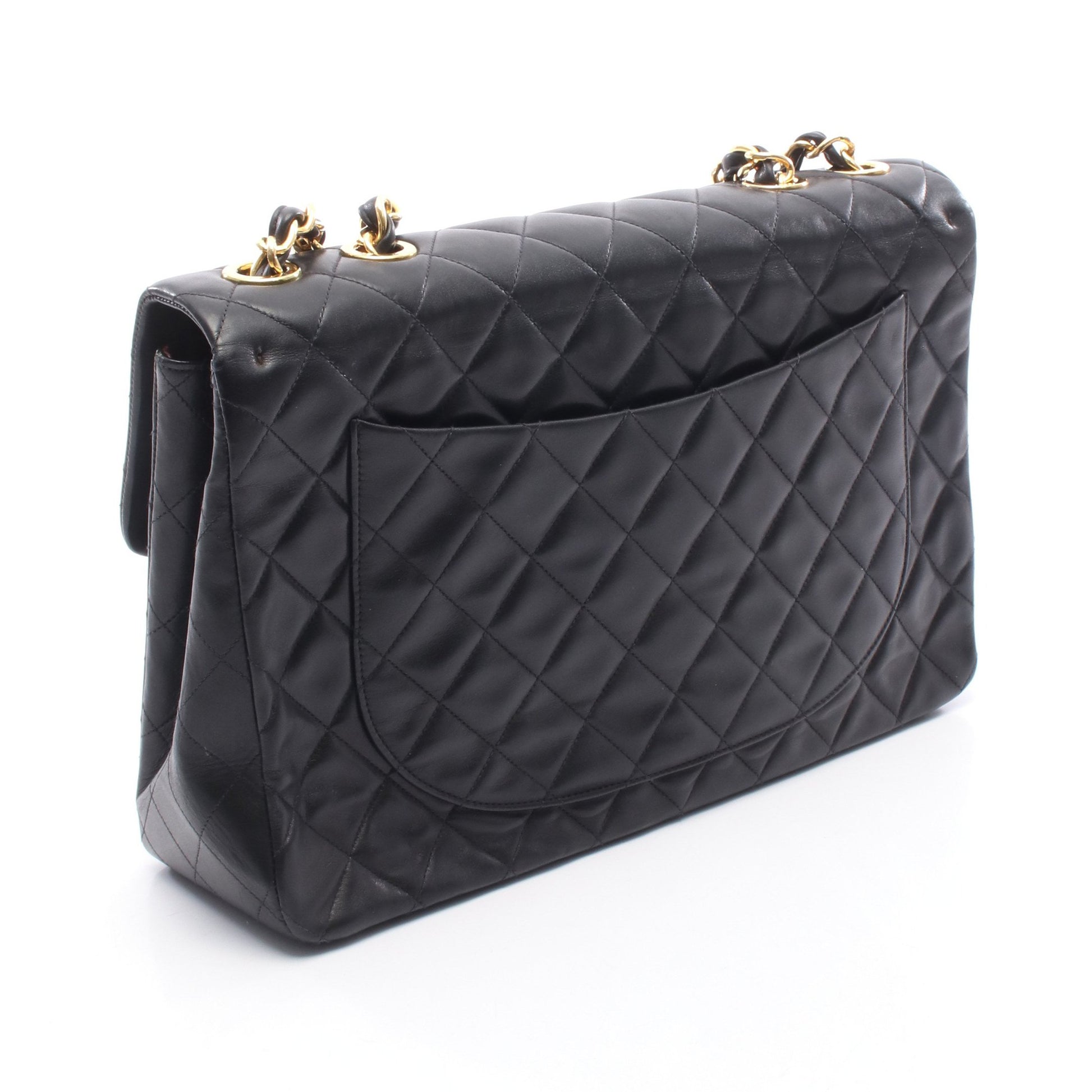 デカマトラッセ34 シングルフラップ Wチェーンショルダーバッグ ラムスキン ブラック ゴールド金具 シャネル バッグ CHANEL