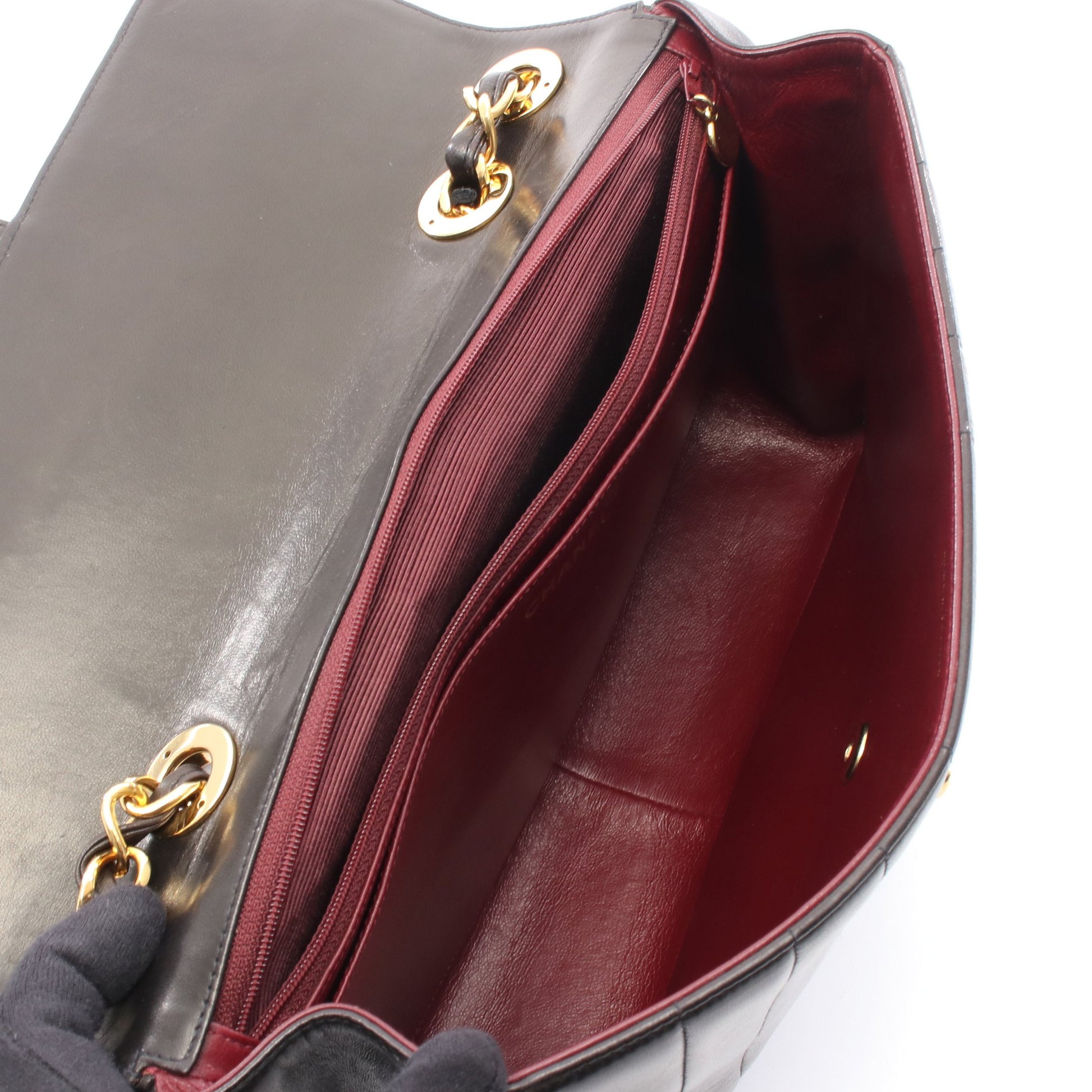マドモアゼル デカココマーク シングルフラップ Wチェーンショルダーバッグ ラムスキン ブラック ゴールド金具 シャネル バッグ CHANEL