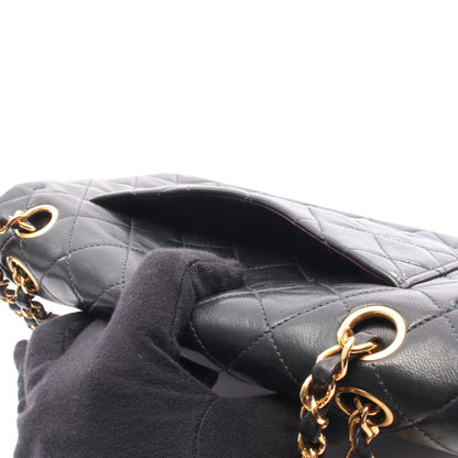マトラッセ Wフラップ Wチェーンショルダーバッグ ラムスキン ブラック ゴールド金具 シャネル バッグ CHANEL