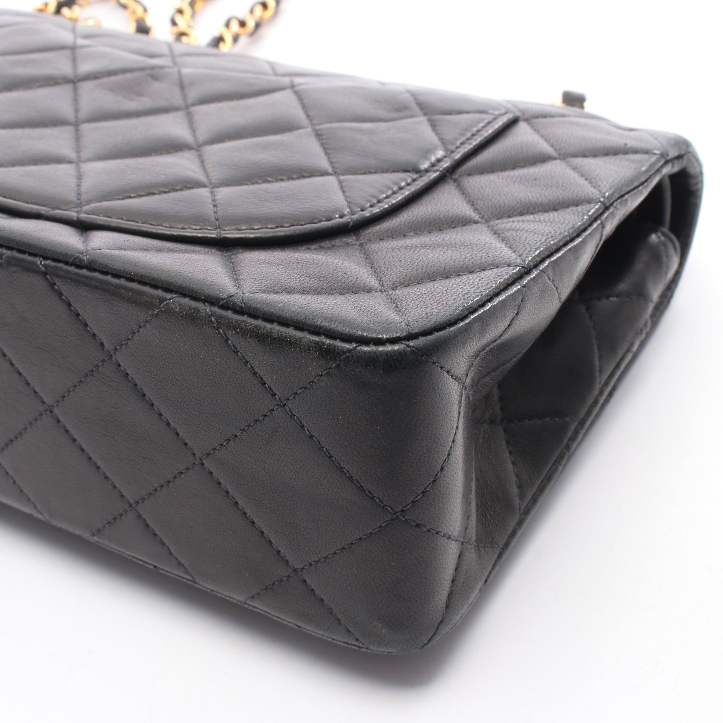 マトラッセ Wフラップ Wチェーンショルダーバッグ ラムスキン ブラック ゴールド金具 シャネル バッグ CHANEL