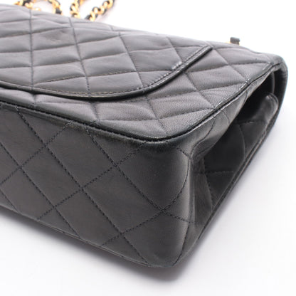 マトラッセ Wフラップ Wチェーンショルダーバッグ ラムスキン ブラック ゴールド金具 シャネル バッグ CHANEL