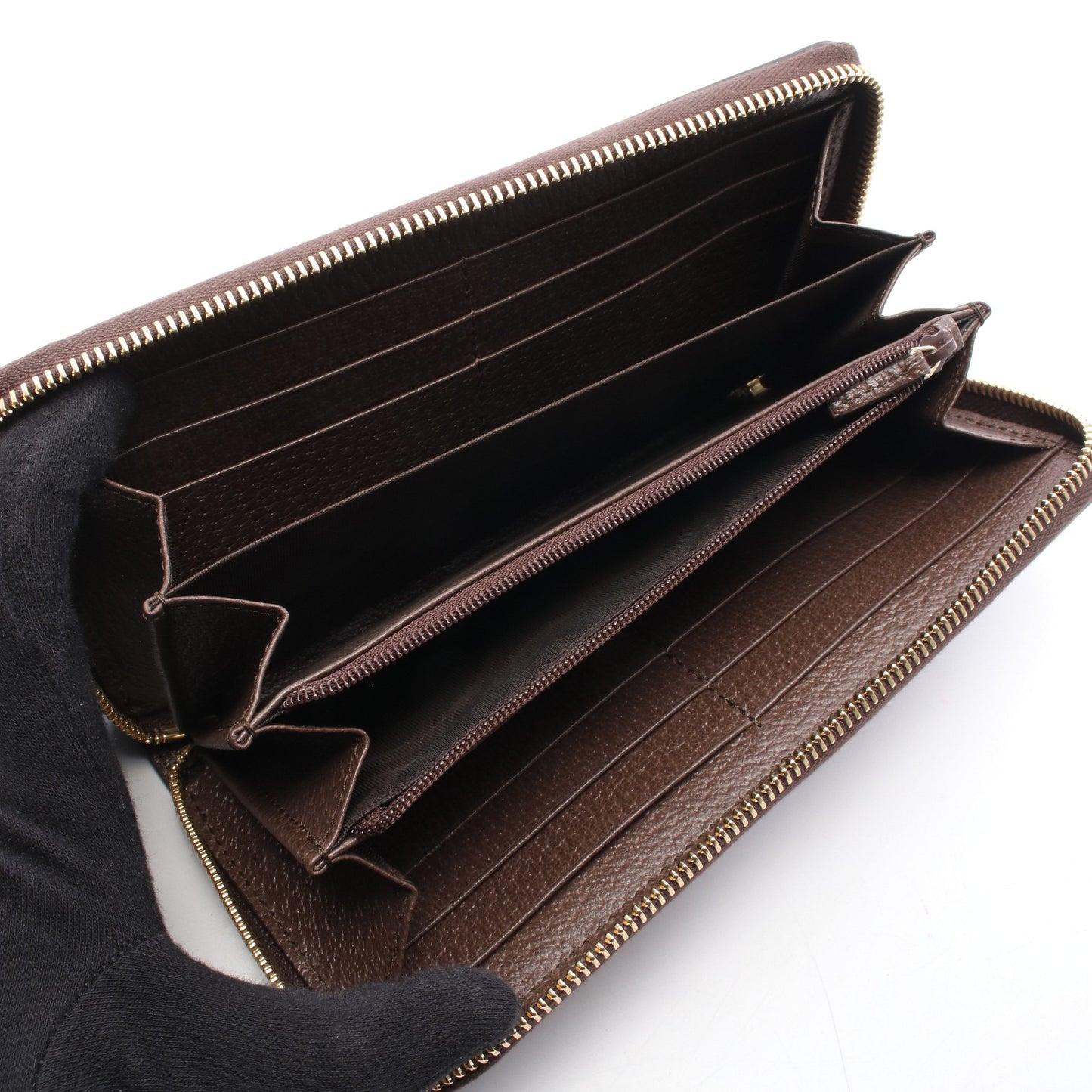 オフィディア GGスプリーム シェリーライン ラウンドファスナー長財布 PVC レザー ベージュ ブラウン マルチカラー グッチ 財布・小物 GUCCI