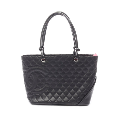 カンボンライン ラージ ショルダーバッグ トートバッグ レザー ブラック シルバー金具 シャネル バッグ CHANEL
