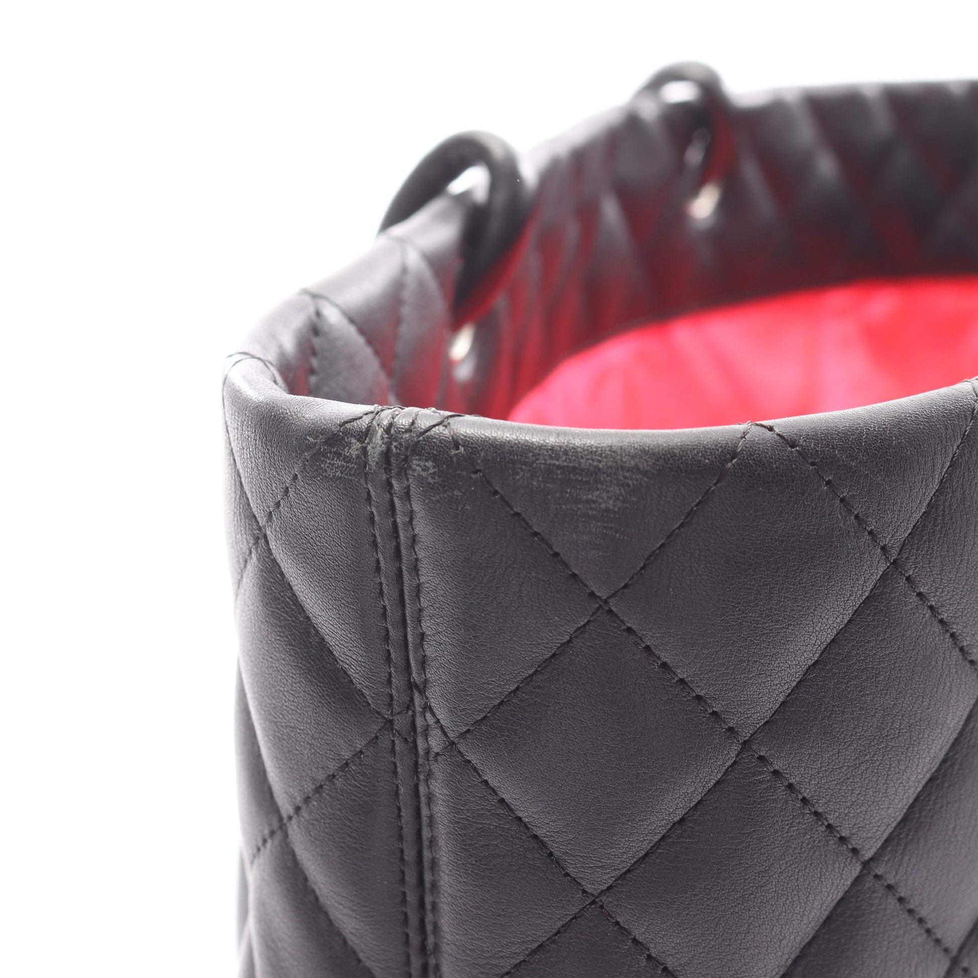 カンボンライン ラージ ショルダーバッグ トートバッグ レザー ブラック シルバー金具 シャネル バッグ CHANEL