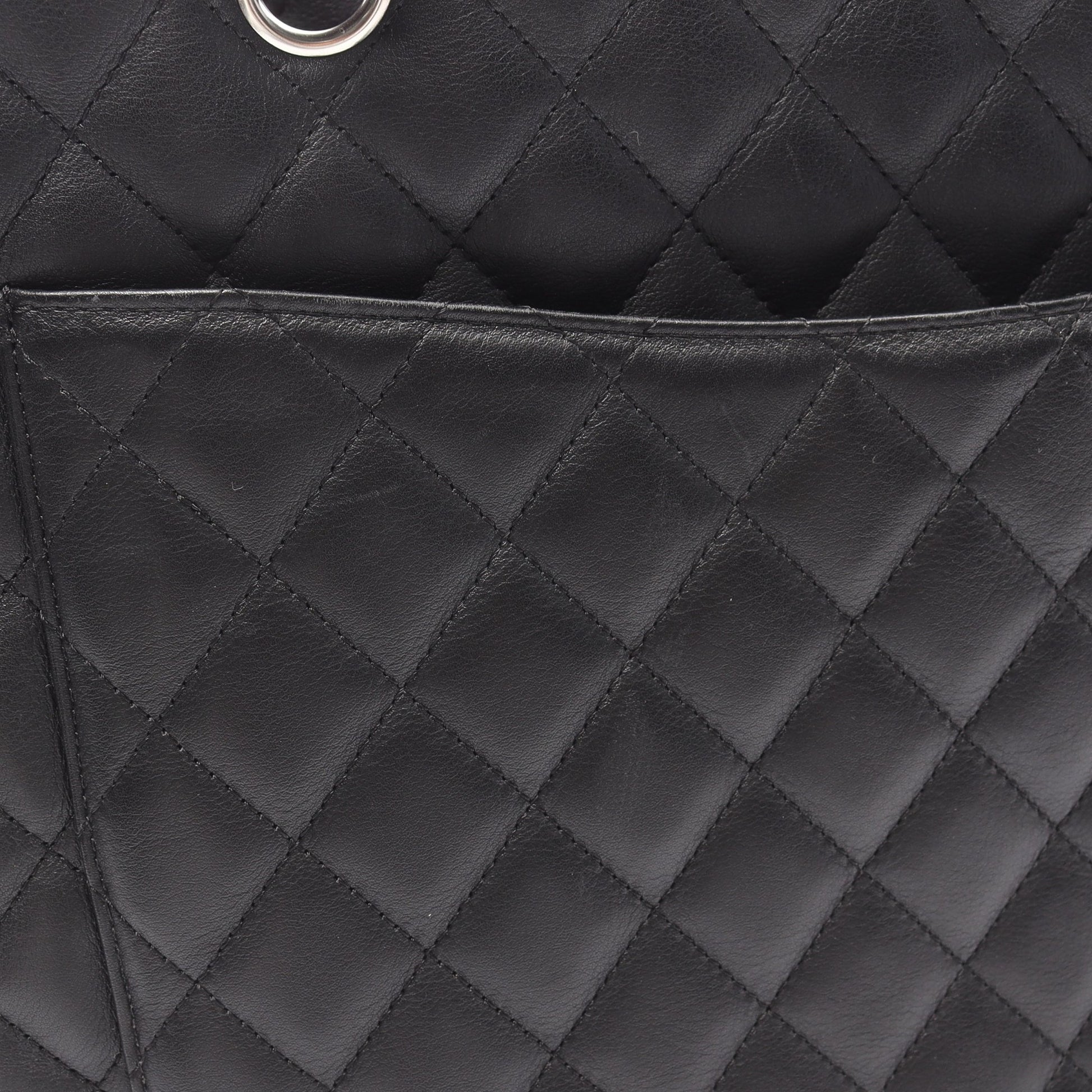 カンボンライン ラージ ショルダーバッグ トートバッグ レザー ブラック シルバー金具 シャネル バッグ CHANEL