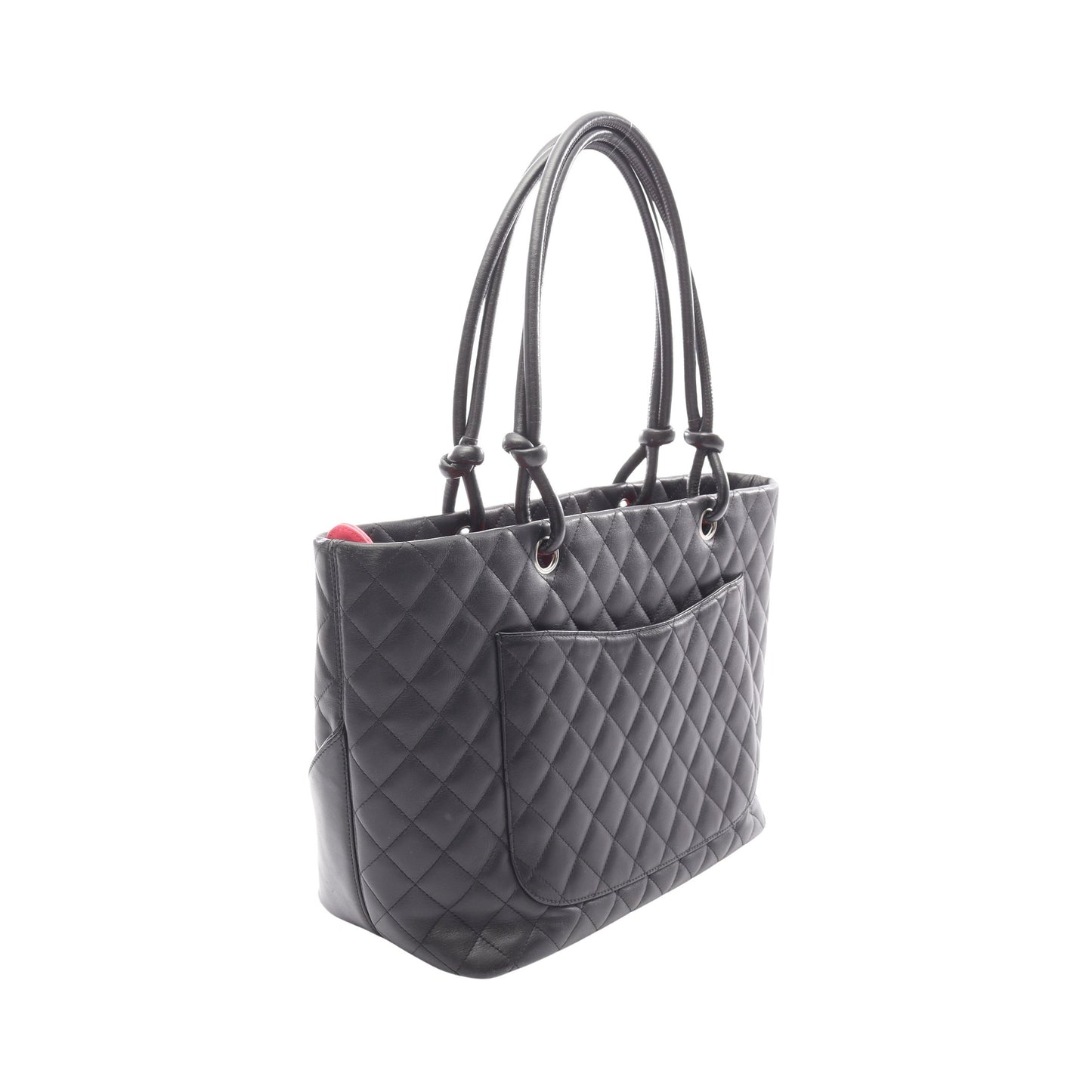 カンボンライン ラージ ショルダーバッグ トートバッグ レザー ブラック シルバー金具 シャネル バッグ CHANEL
