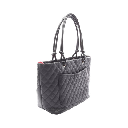 カンボンライン ラージ ショルダーバッグ トートバッグ レザー ブラック シルバー金具 シャネル バッグ CHANEL