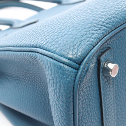 バーキン30 ブルージーン ハンドバッグ トゴ ブルー シルバー金具 □O刻印 エルメス バッグ HERMES