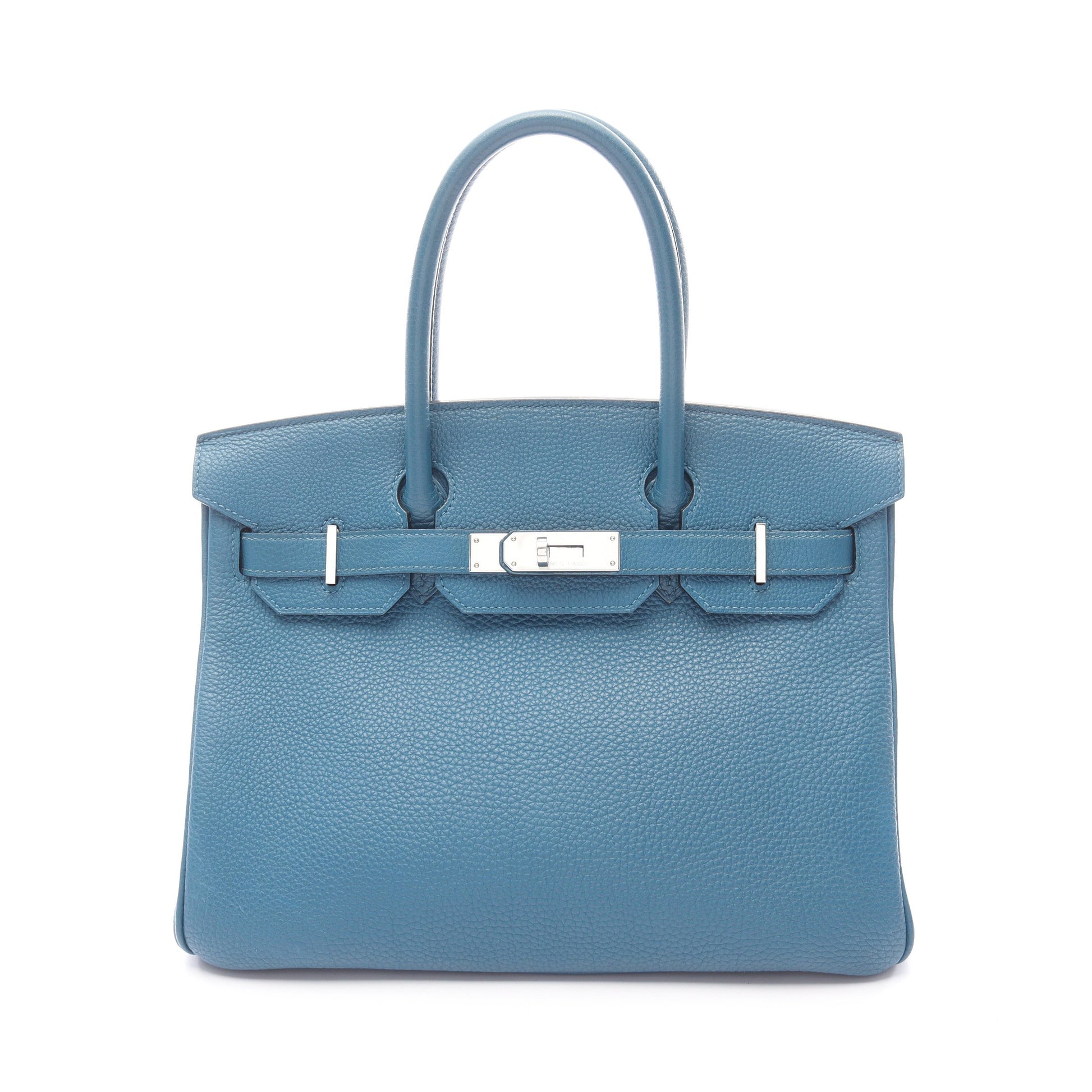 バーキン30 ブルージーン ハンドバッグ トゴ ブルー シルバー金具 □O刻印 エルメス バッグ HERMES
