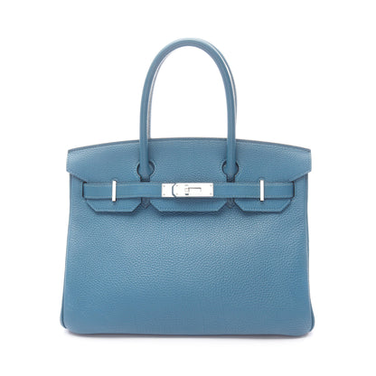 バーキン30 ブルージーン ハンドバッグ トゴ ブルー シルバー金具 □O刻印 エルメス バッグ HERMES