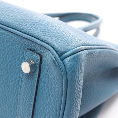 バーキン30 ブルージーン ハンドバッグ トゴ ブルー シルバー金具 □O刻印 エルメス バッグ HERMES