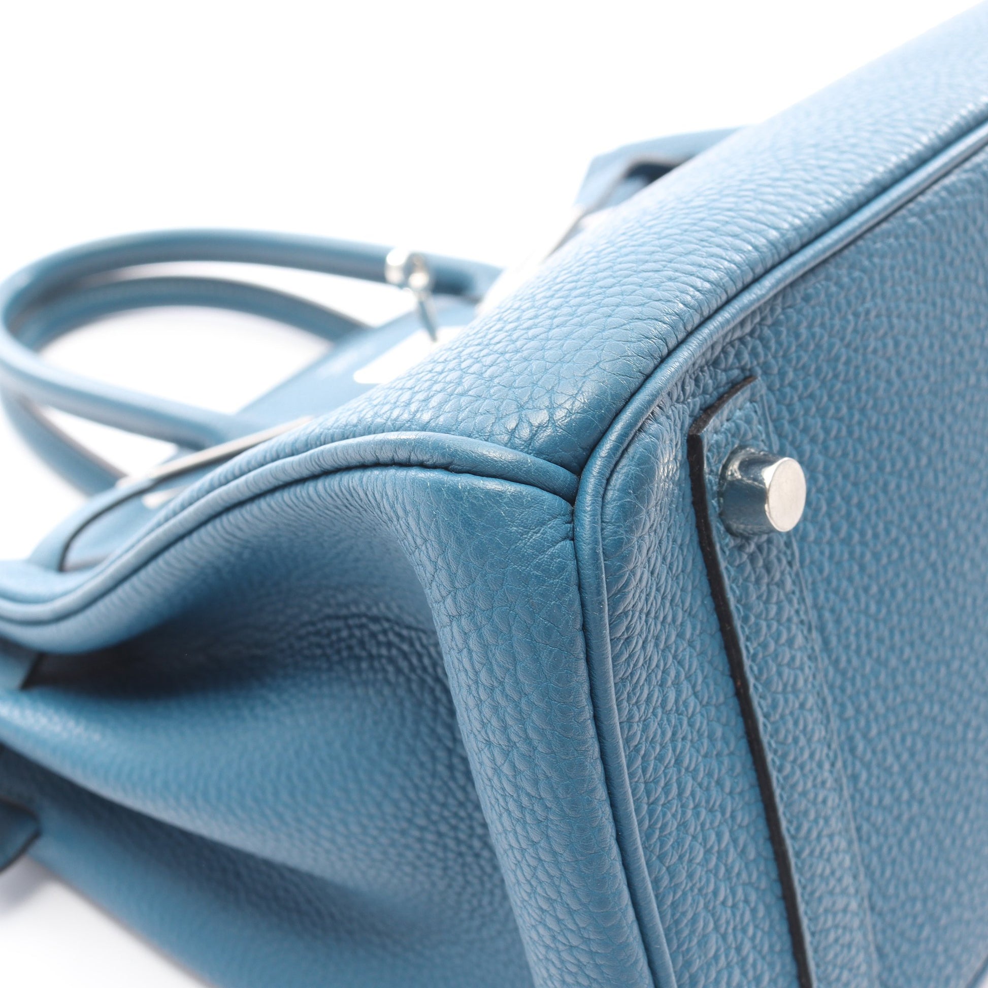 バーキン30 ブルージーン ハンドバッグ トゴ ブルー シルバー金具 □O刻印 エルメス バッグ HERMES
