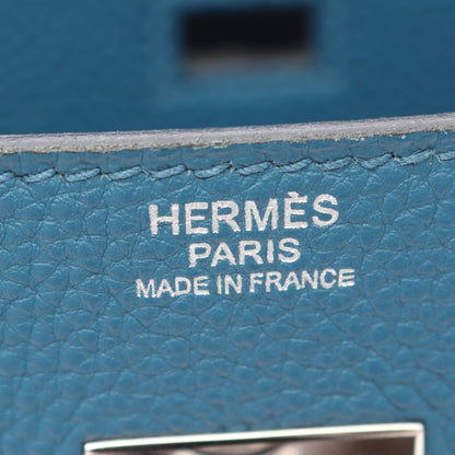 バーキン30 ブルージーン ハンドバッグ トゴ ブルー シルバー金具 □O刻印 エルメス バッグ HERMES