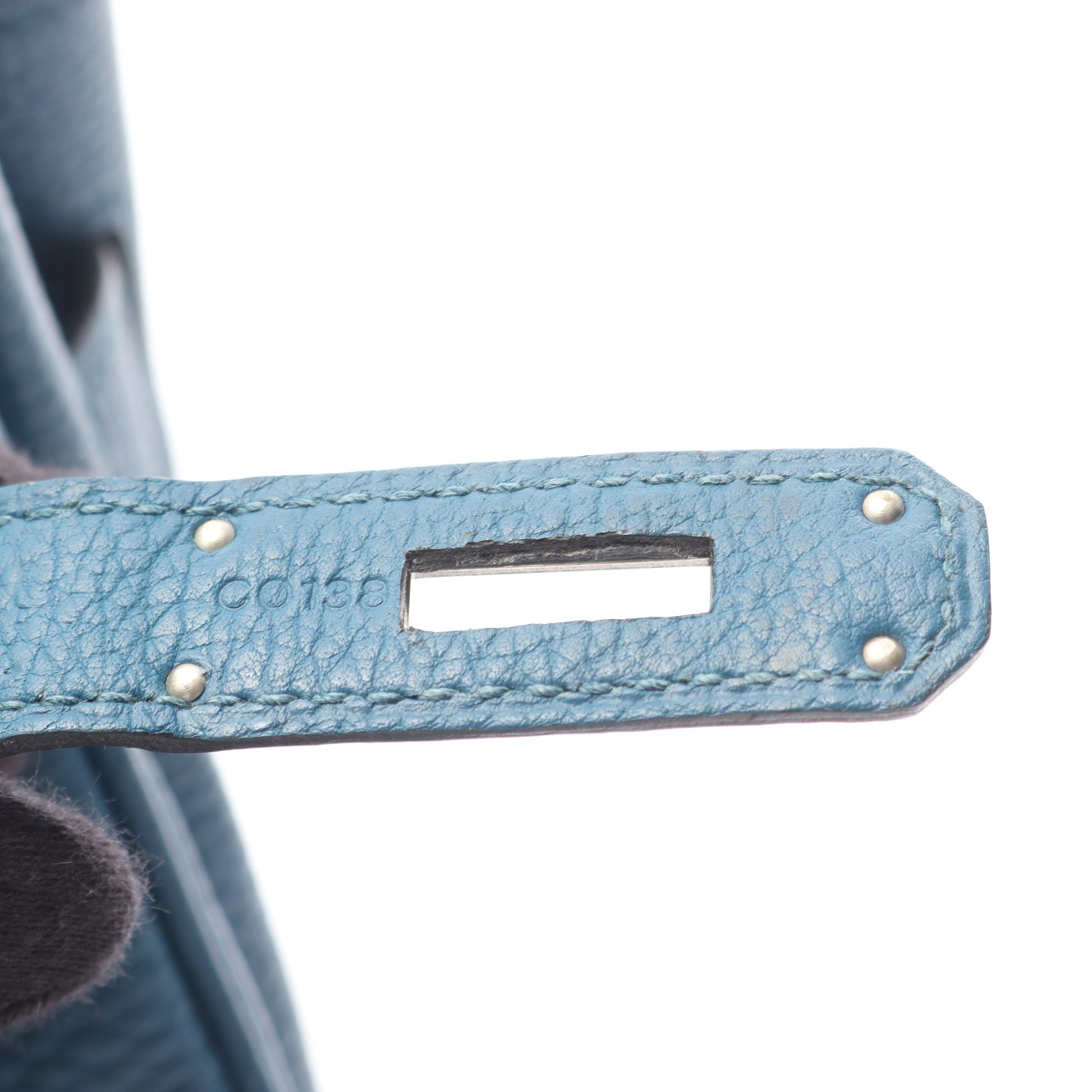バーキン30 ブルージーン ハンドバッグ トゴ ブルー シルバー金具 □O刻印 エルメス バッグ HERMES