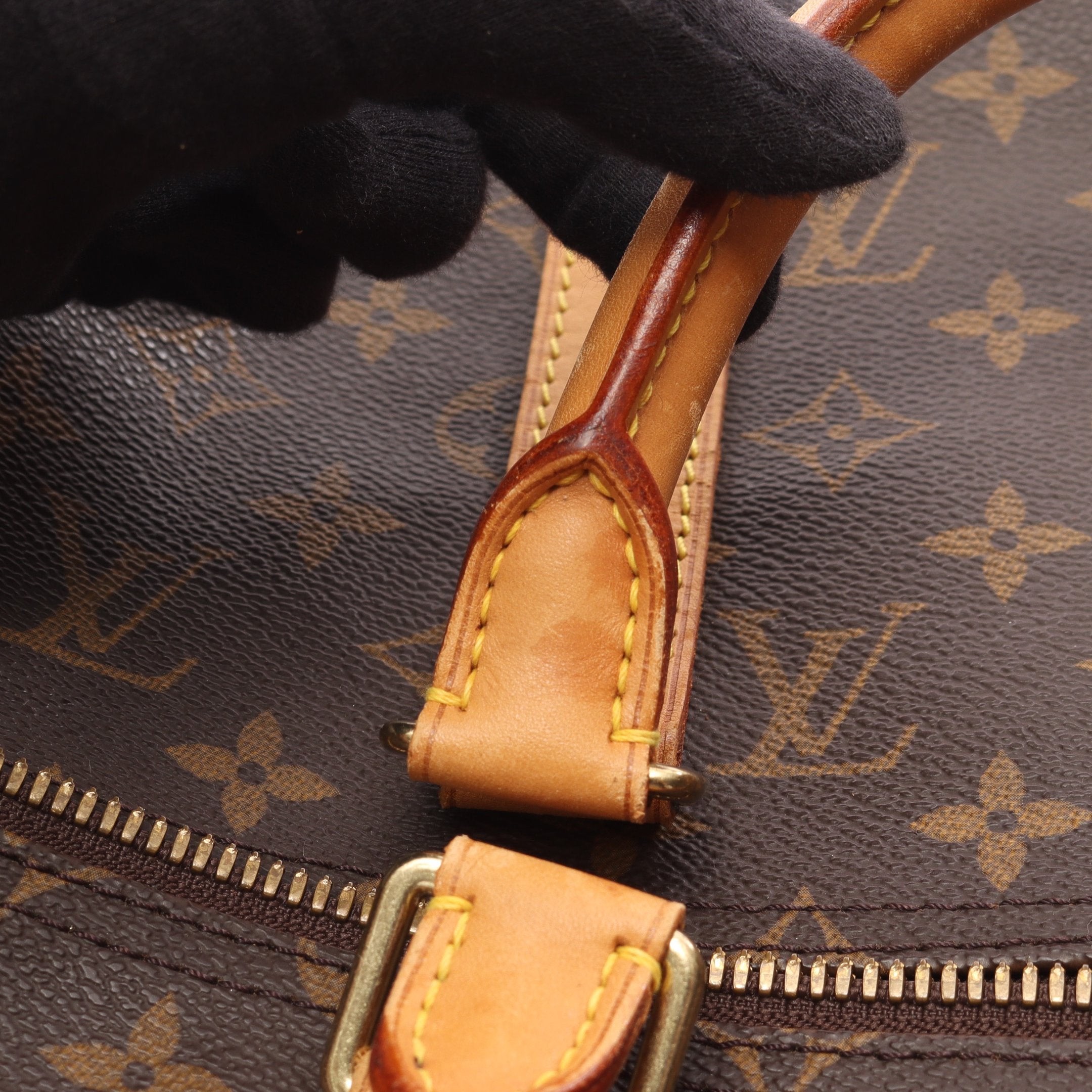 キーポル50 モノグラム ボストンバッグ PVC レザー ブラウン ルイ