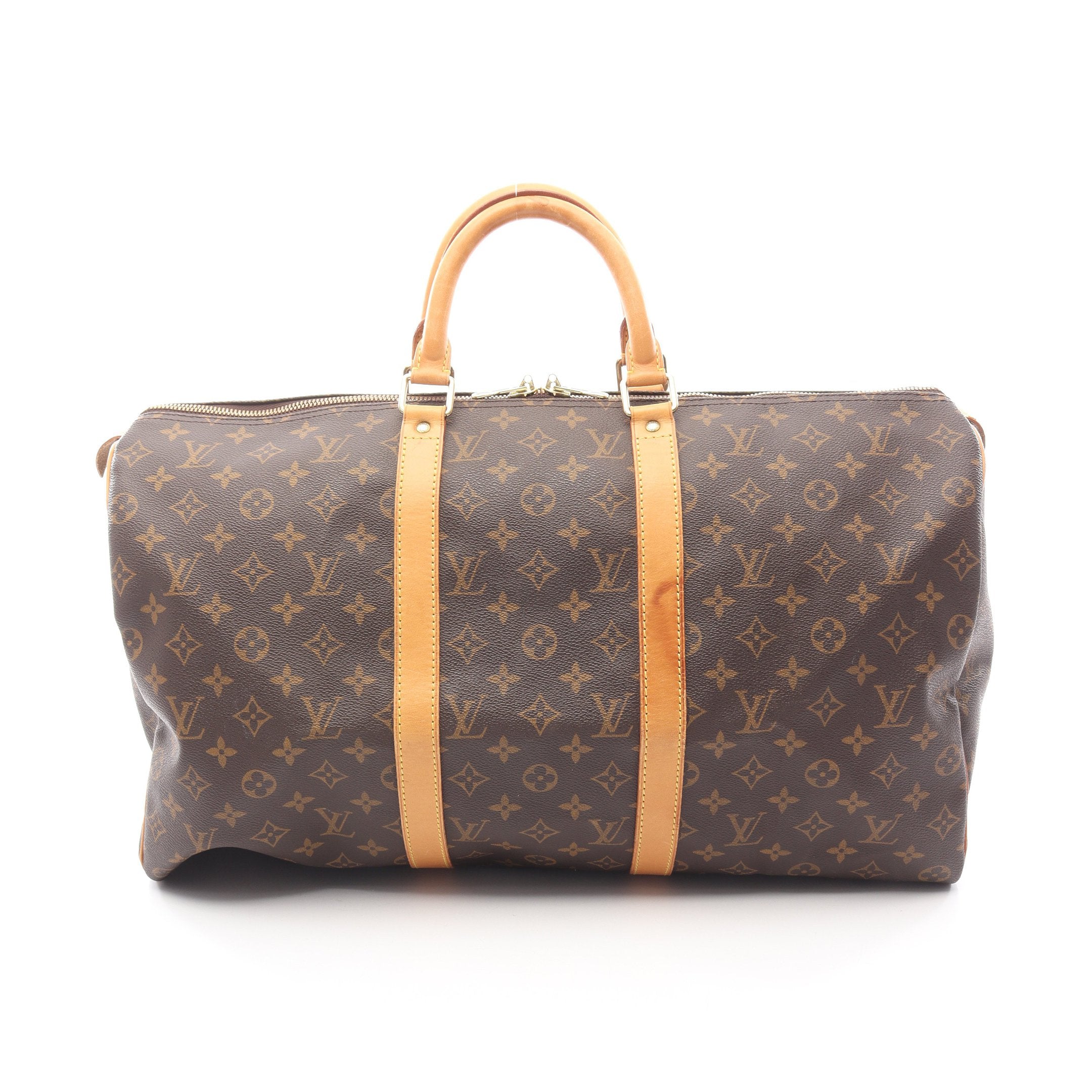 キーポル50 モノグラム ボストンバッグ PVC レザー ブラウン ルイ