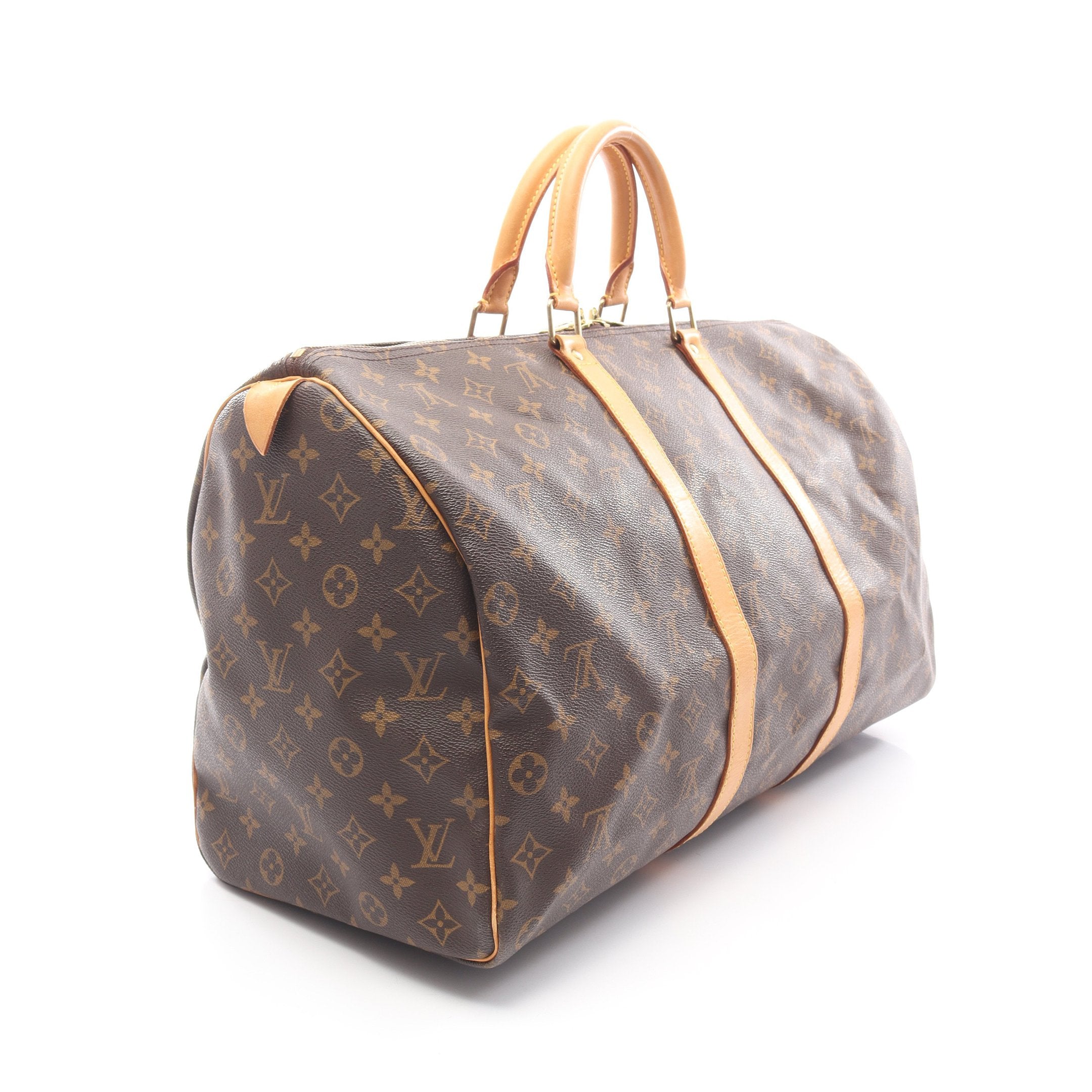 キーポル50 モノグラム ボストンバッグ PVC レザー ブラウン ルイ