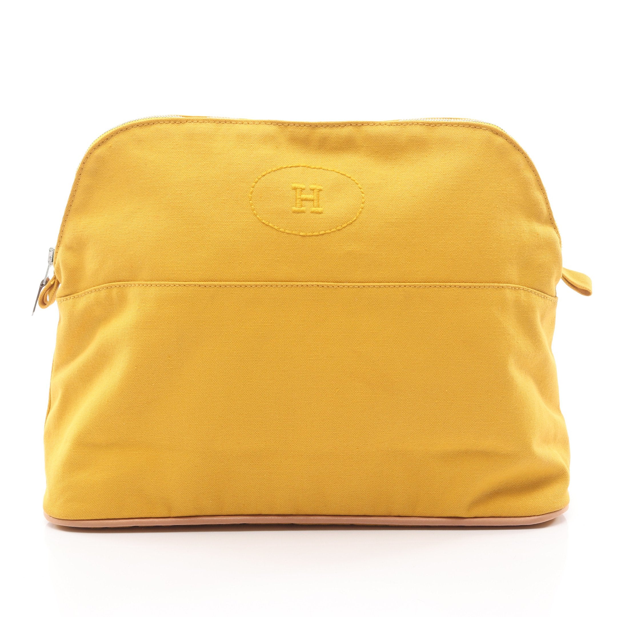 A8✨美品✨エルメス ボリードポーチ コスメポーチ キャンバス イエロー系 ボリードポーチ30 コスメポーチ キャンバス イエロー シルバー金具