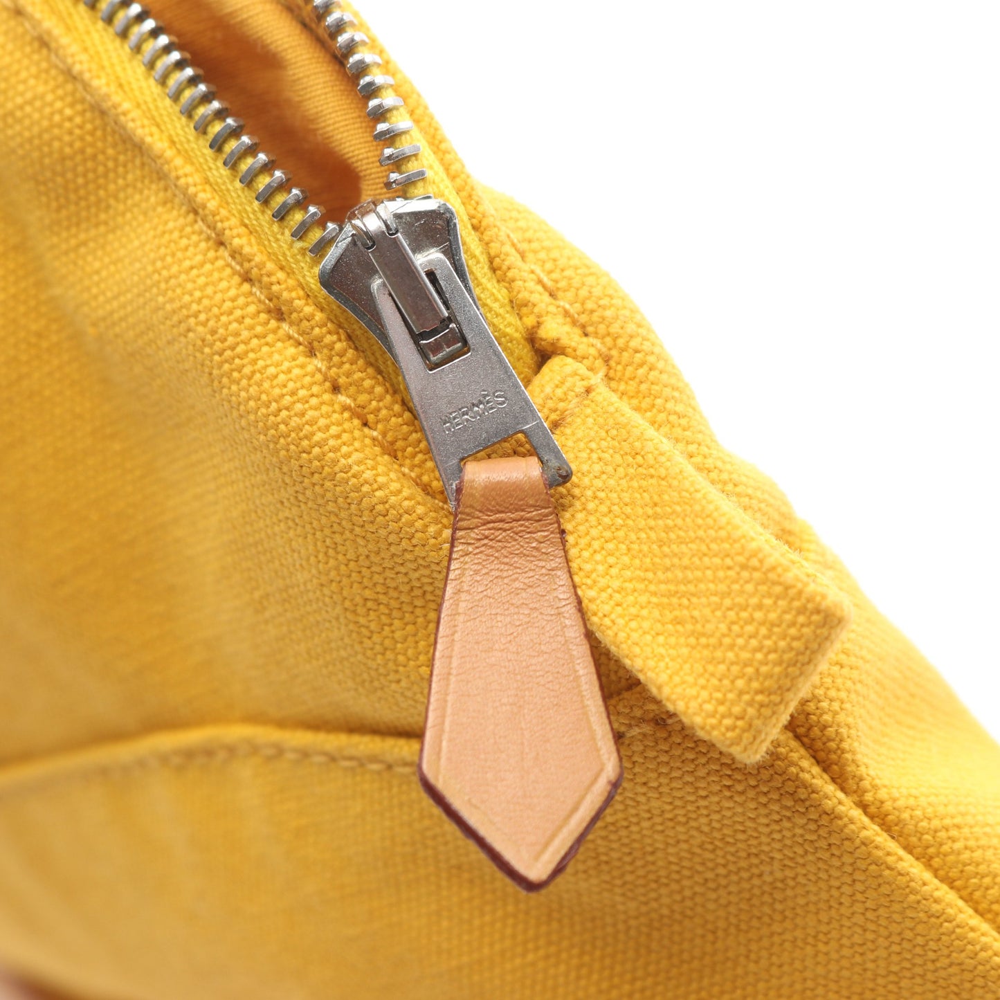 ボリードポーチ30 コスメポーチ キャンバス イエロー シルバー金具 エルメス 財布・小物 HERMES