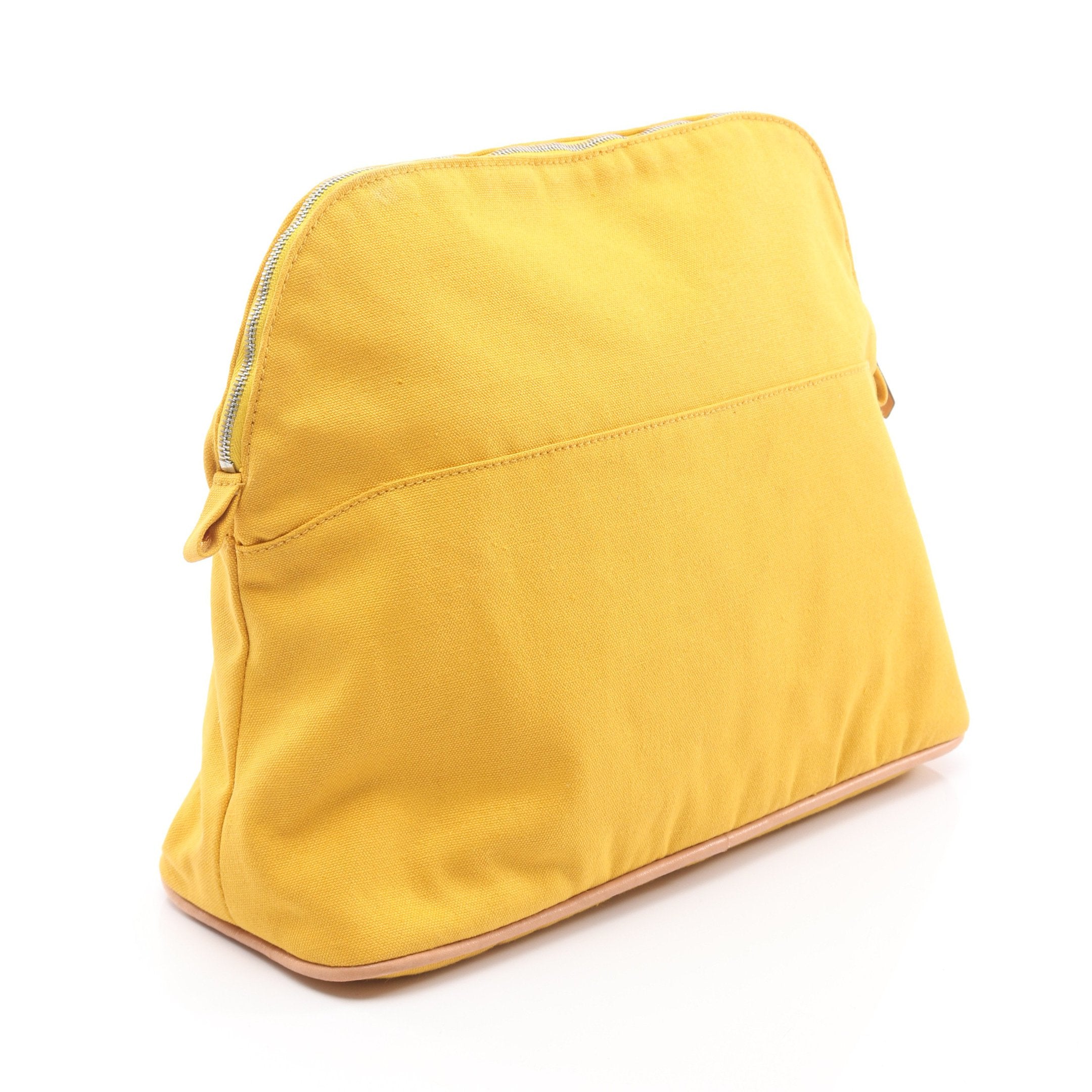 ボリードポーチ30 コスメポーチ キャンバス イエロー シルバー金具