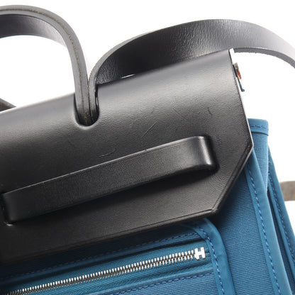 エールバッグジップPM ハンドバッグ トワルオフィシエ ヴァッシュハンター ブルー ブラック シルバー金具 2WAY A刻印 エルメス バッグ HERMES