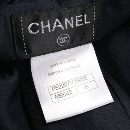 ココマークボタン ワイドパンツ チェック アルパカ ボルドー ネイビー シャネル ボトムス CHANEL