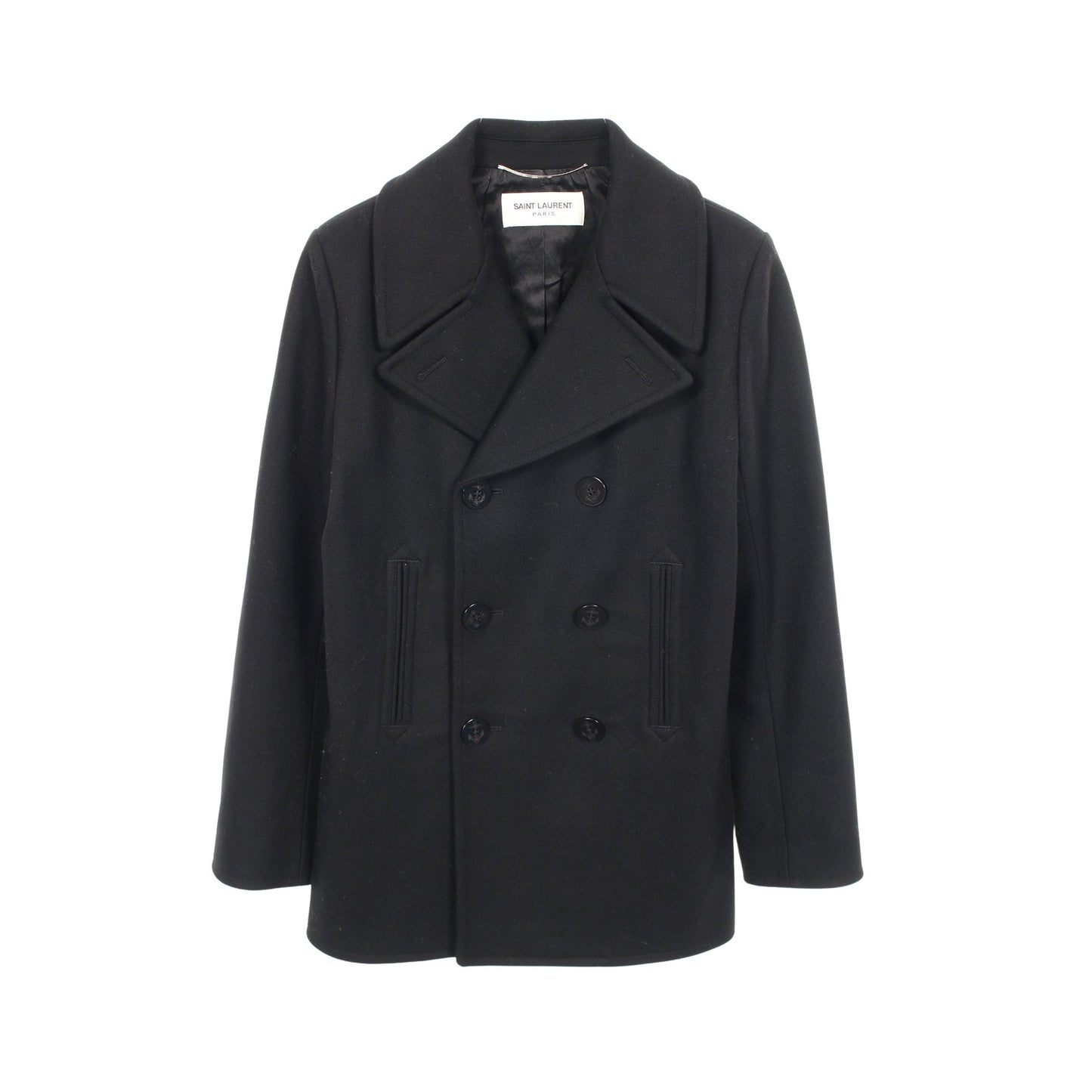 ピーコート ウール ブラック イカリボタン サンローランパリ アウター SAINT LAURENT PARIS