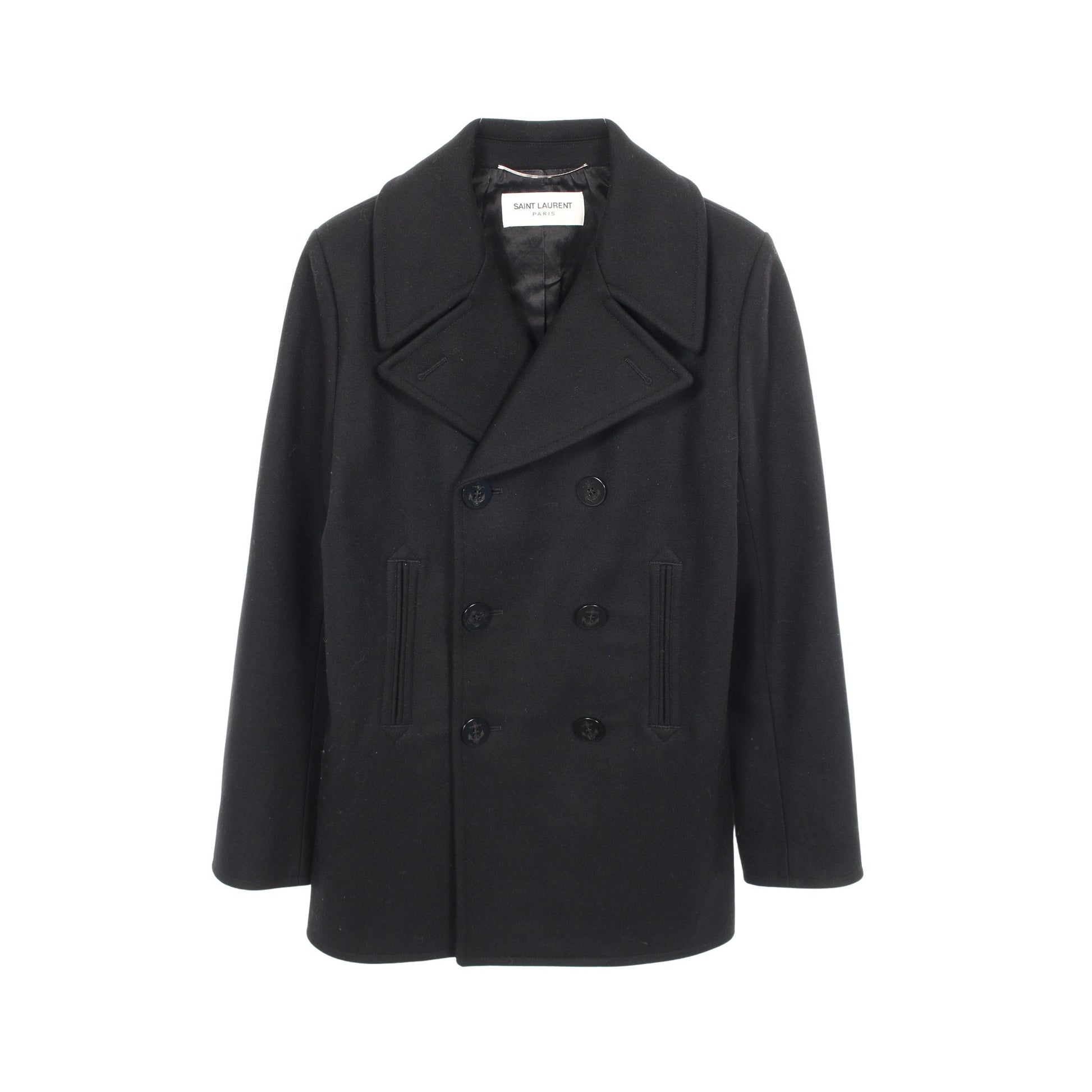 ピーコート ウール ブラック イカリボタン サンローランパリ アウター SAINT LAURENT PARIS