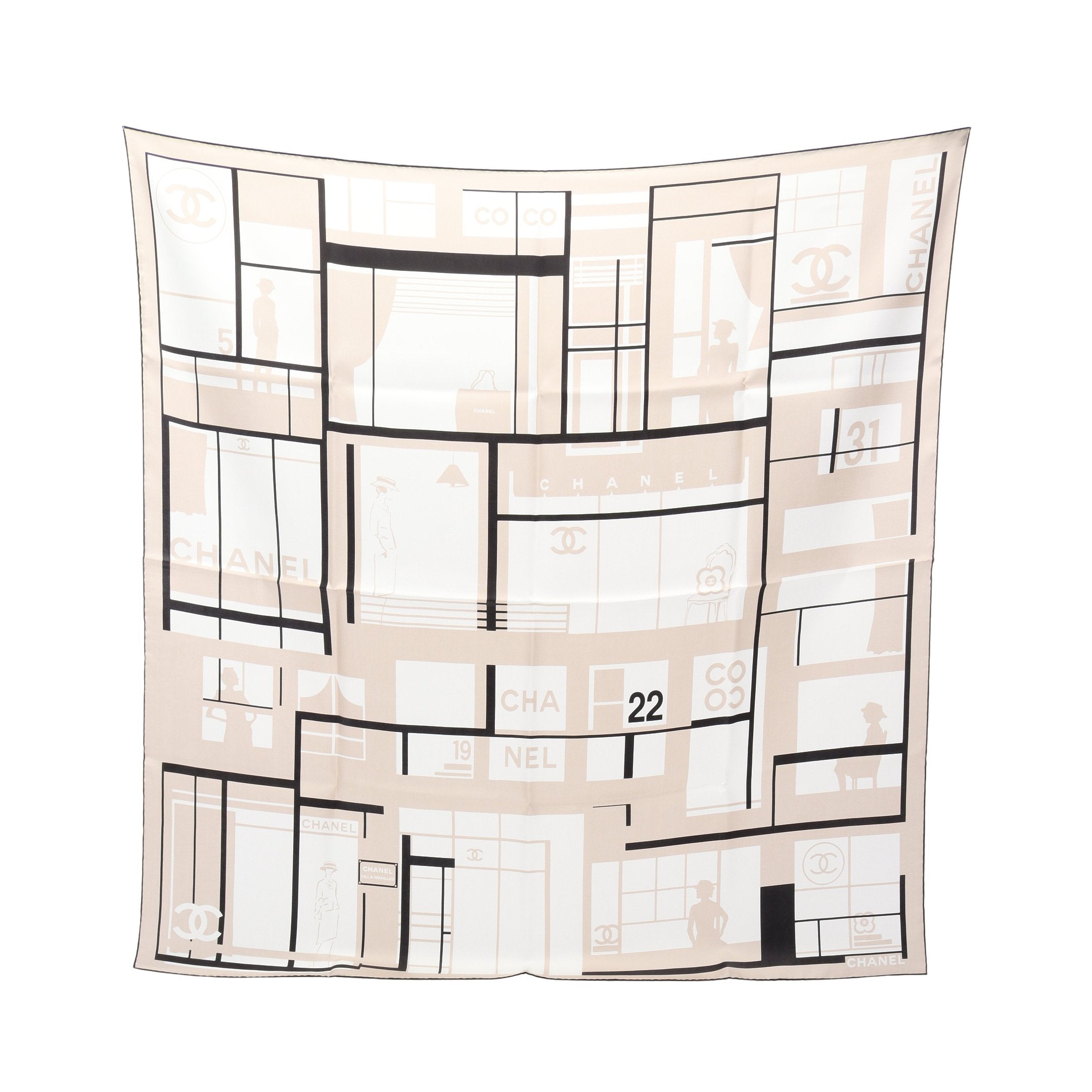 ココマーク スカーフ シルク ベージュ ブラック ホワイト シャネル – RECLO