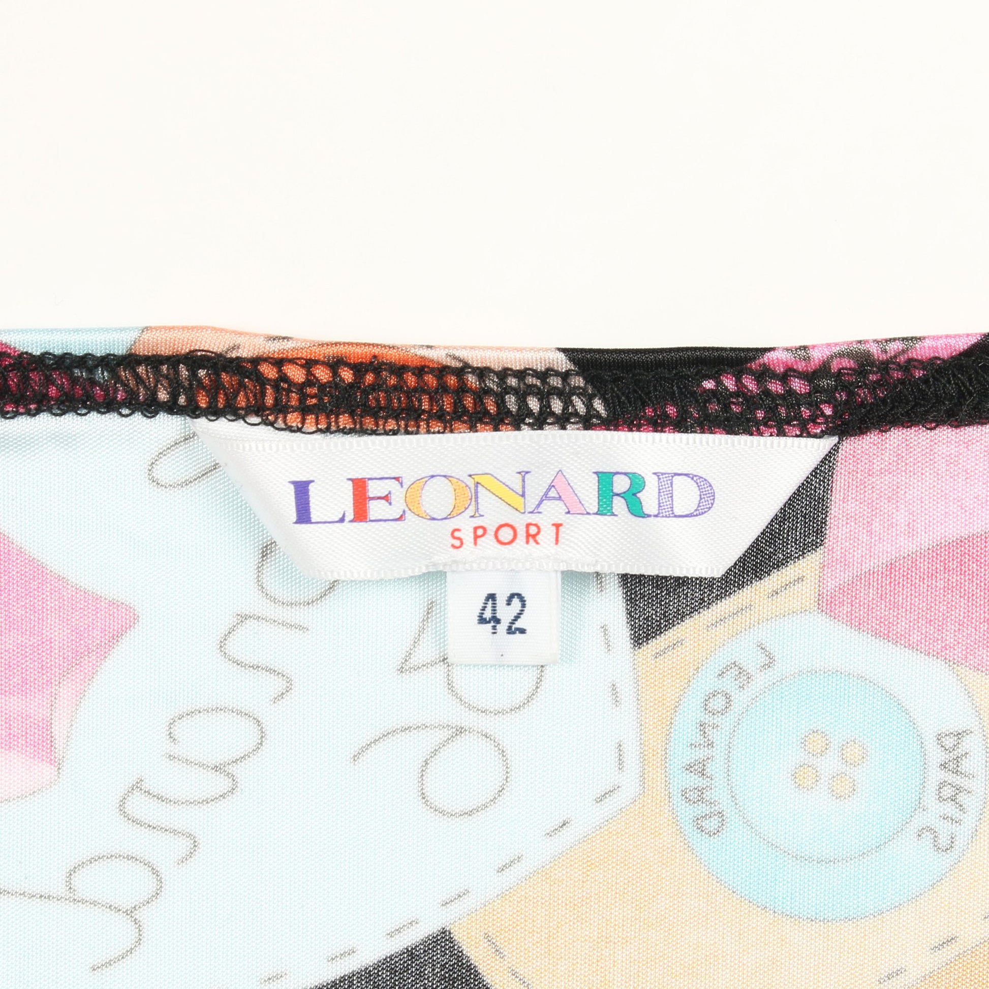 カットソー Vネック 長袖 花柄 ブラック マルチカラー レオナールスポーツ トップス LEONARD SPORT