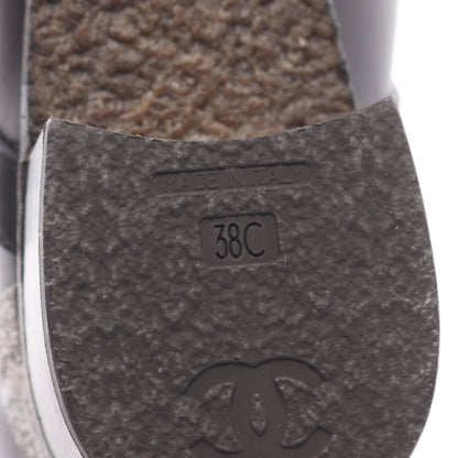 ショート ブーツ レザー ブラック シルバー シャネル シューズ CHANEL