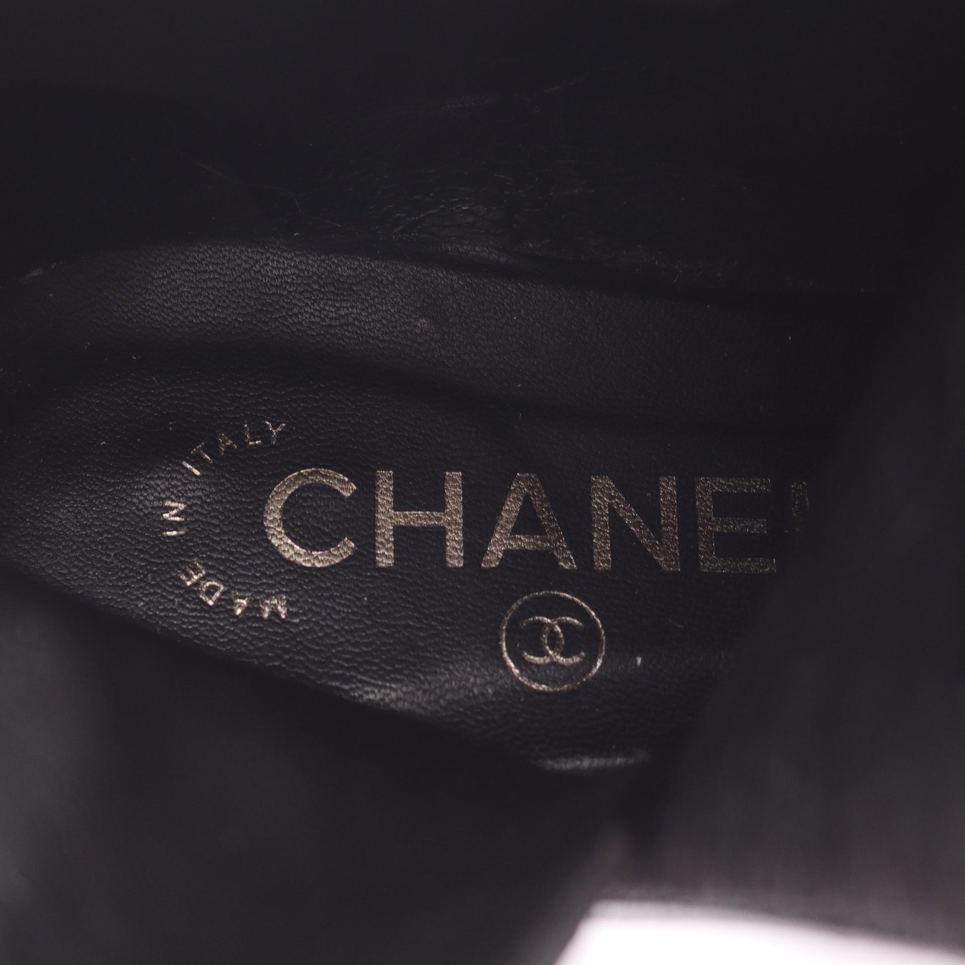 ショート ブーツ レザー ブラック シルバー シャネル シューズ CHANEL