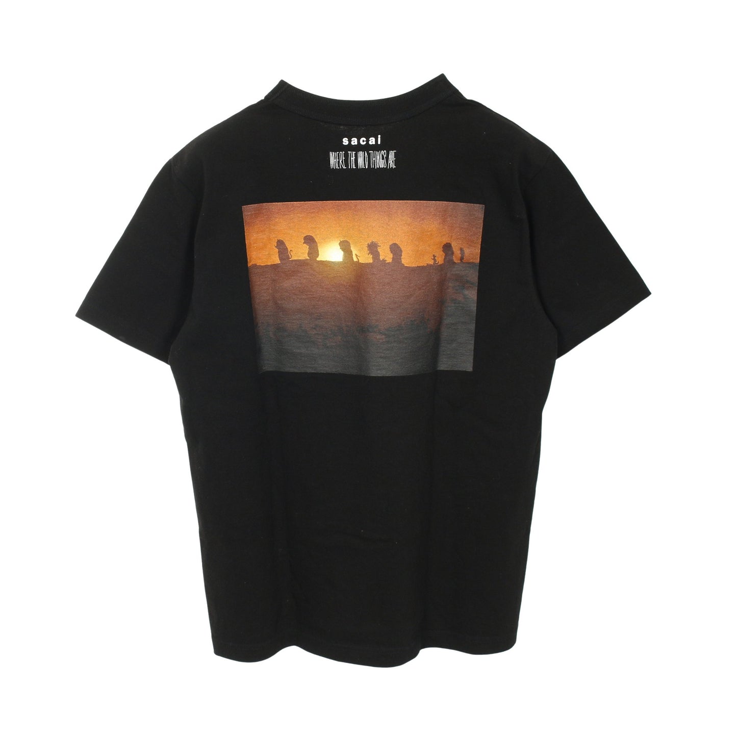 sacai × WHERE THE WILD THINGS ARE 半袖Tシャツ クルーネック バックプリント コットン ブラック ホワイト サカイ