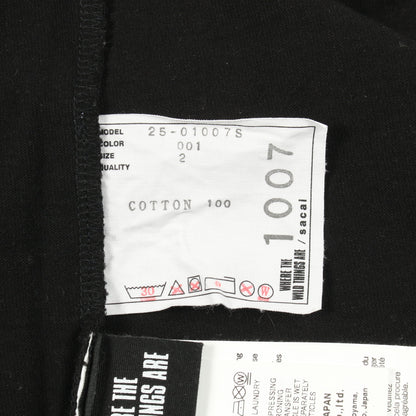 sacai × WHERE THE WILD THINGS ARE 半袖Tシャツ クルーネック バックプリント コットン ブラック ホワイト サカイ