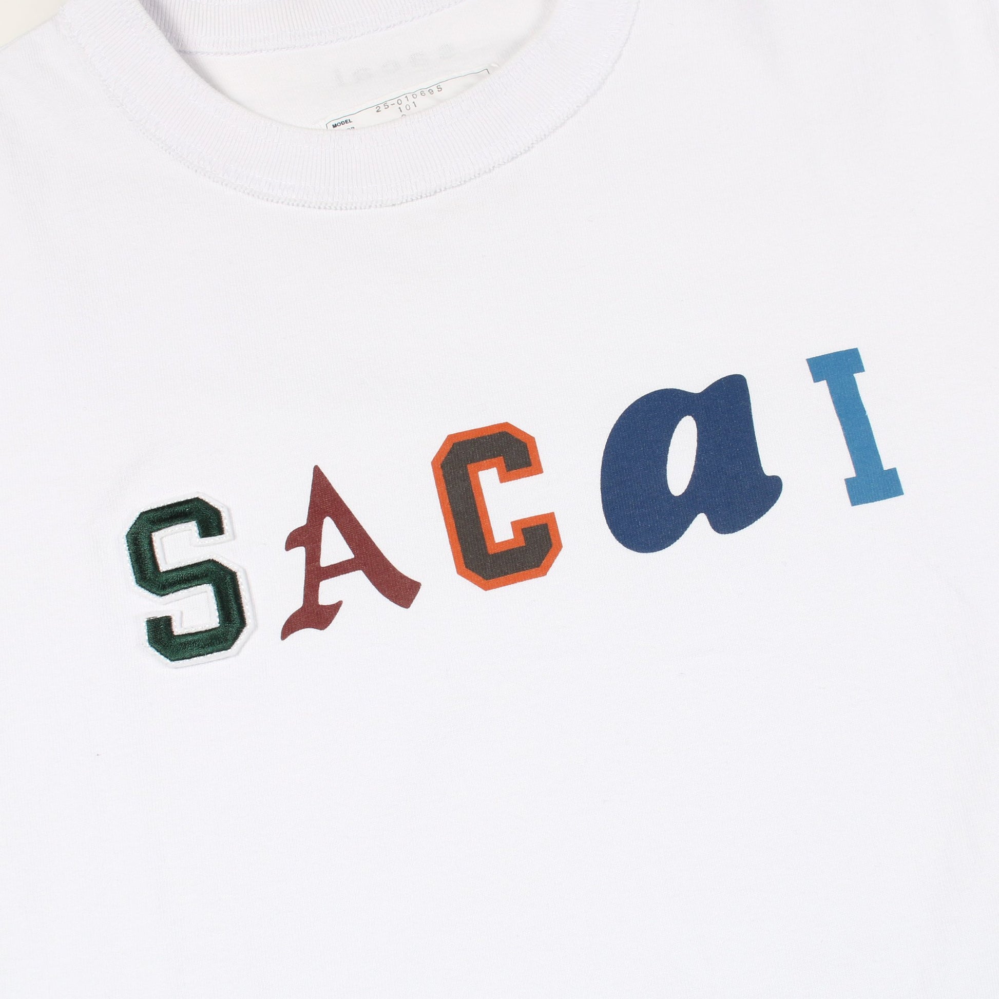 半袖Tシャツ クルーネック ロゴ コットン ホワイト サカイ トップス sacai