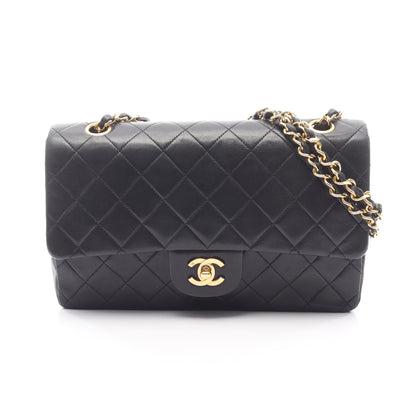 マトラッセ Wフラップ Wチェーンショルダーバッグ ラムスキン ブラック ゴールド金具 シャネル バッグ CHANEL