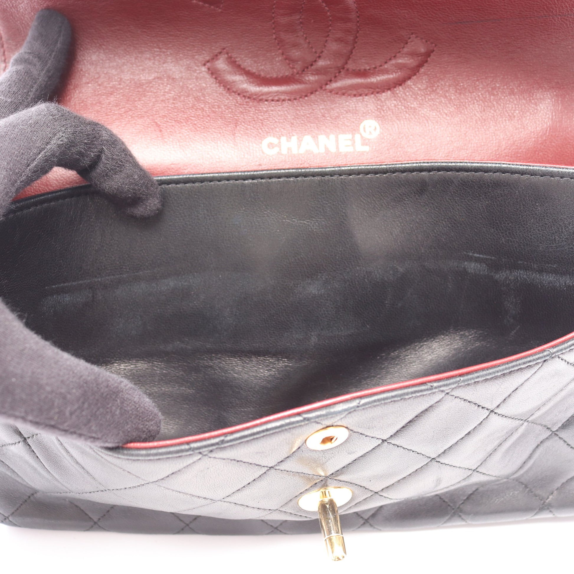 マトラッセ Wフラップ Wチェーンショルダーバッグ ラムスキン ブラック ゴールド金具 シャネル バッグ CHANEL